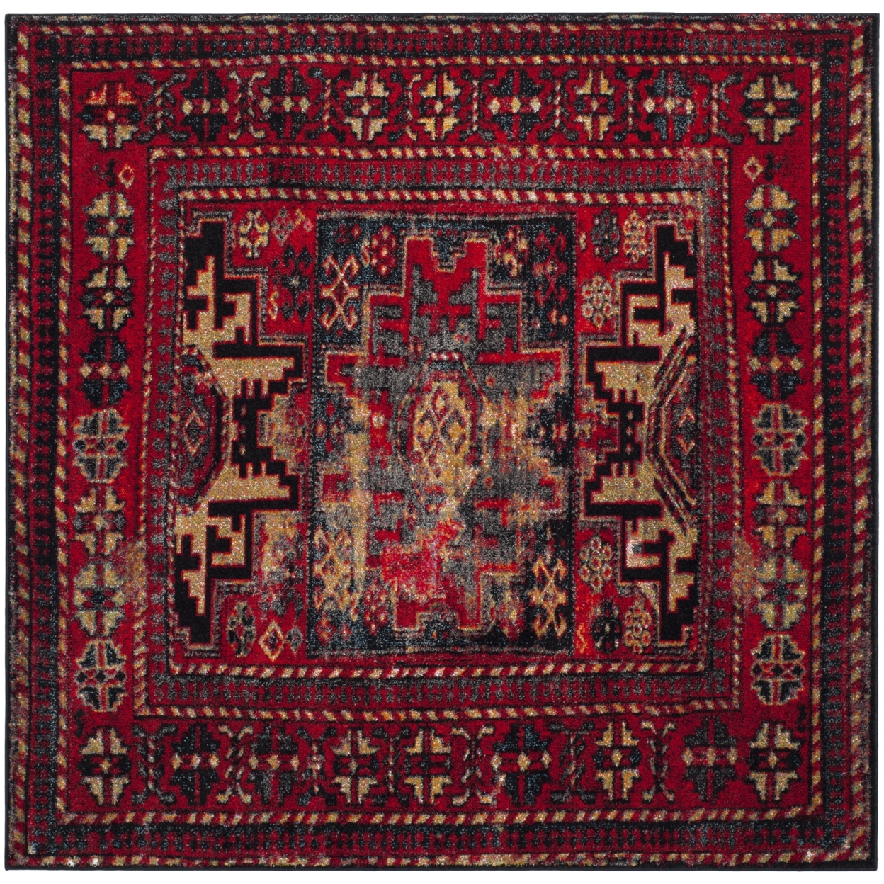 SAFAVIEH VTH213A Vintage Hamadan Red / Multi - 4' Square
