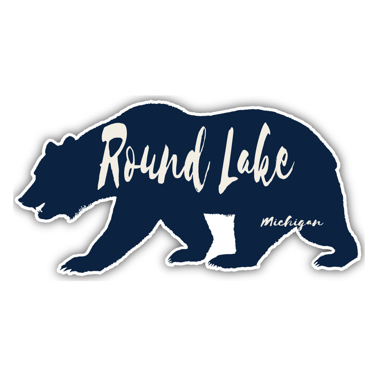 Round Lake Michigan Souvenir Decorative Stickers (Choose Theme And Size) - Single Unit, 2-Inch, Bear