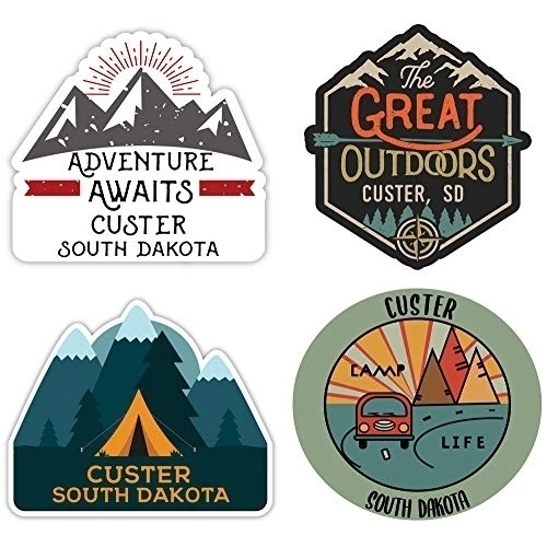 Custer South Dakota Souvenir 4-Inch Each Vinyl Decal Sticker 4-Pack