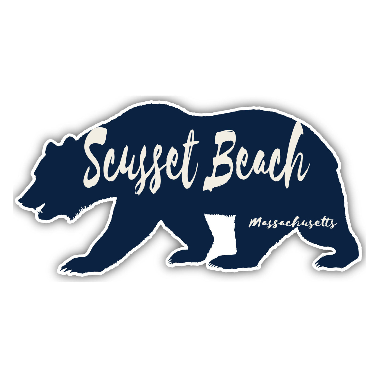 Scusset Beach Massachusetts Souvenir Decorative Stickers (Choose Theme And Size) - Single Unit, 4-Inch, Bear