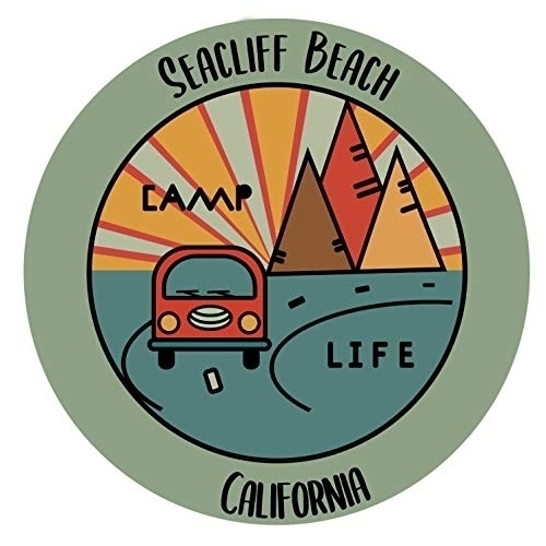 Seacliff Beach California Souvenir Decorative Stickers (Choose Theme And Size) - Single Unit, 4-Inch, Tent