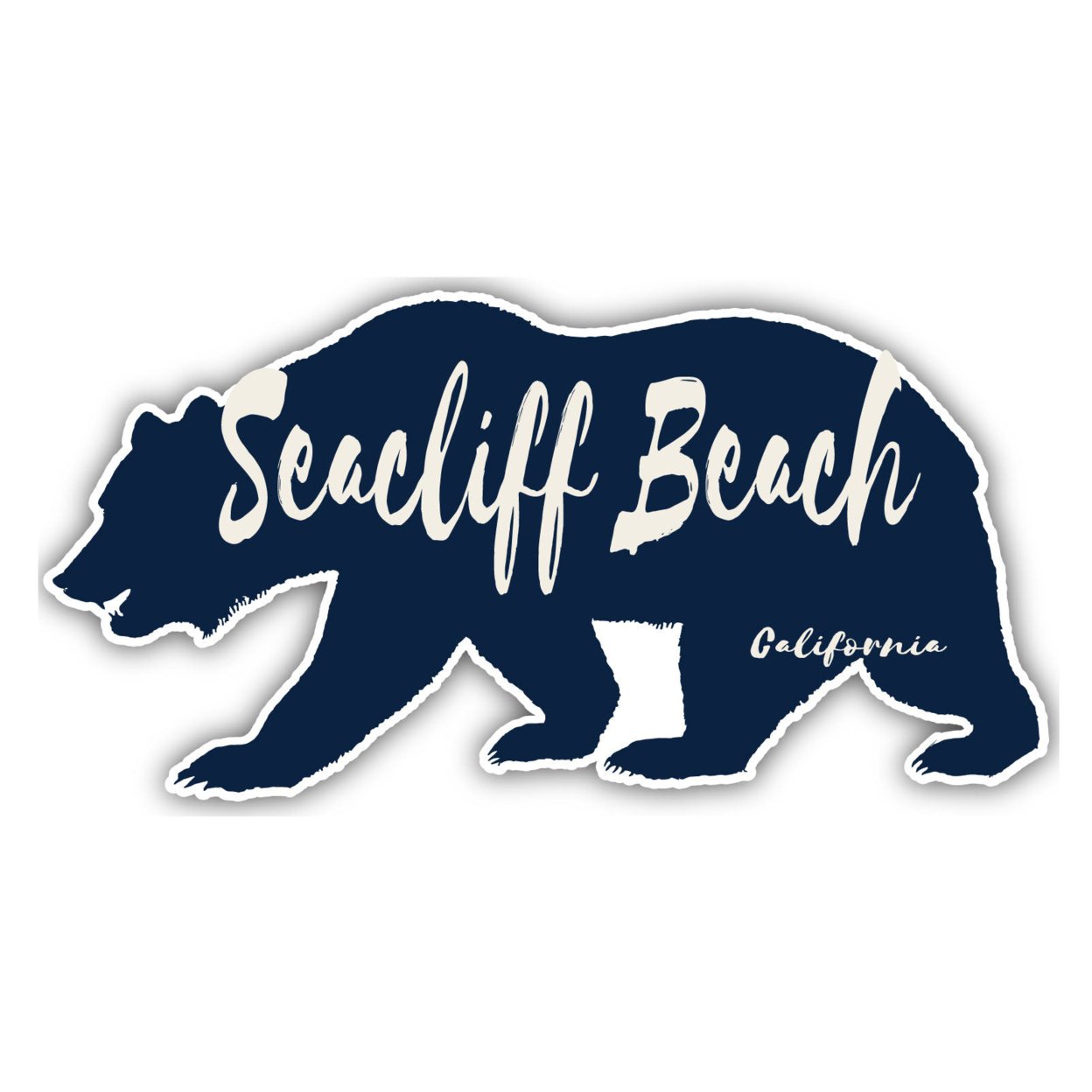 Seacliff Beach California Souvenir Decorative Stickers (Choose Theme And Size) - Single Unit, 2-Inch, Bear