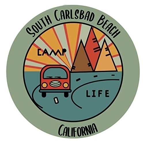 South Carlsbad Beach California Souvenir Decorative Stickers (Choose Theme And Size) - Single Unit, 2-Inch, Camp Life