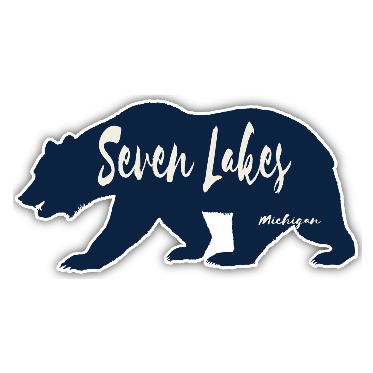 Seven Lakes Michigan Souvenir Decorative Stickers (Choose Theme And Size) - Single Unit, 2-Inch, Bear