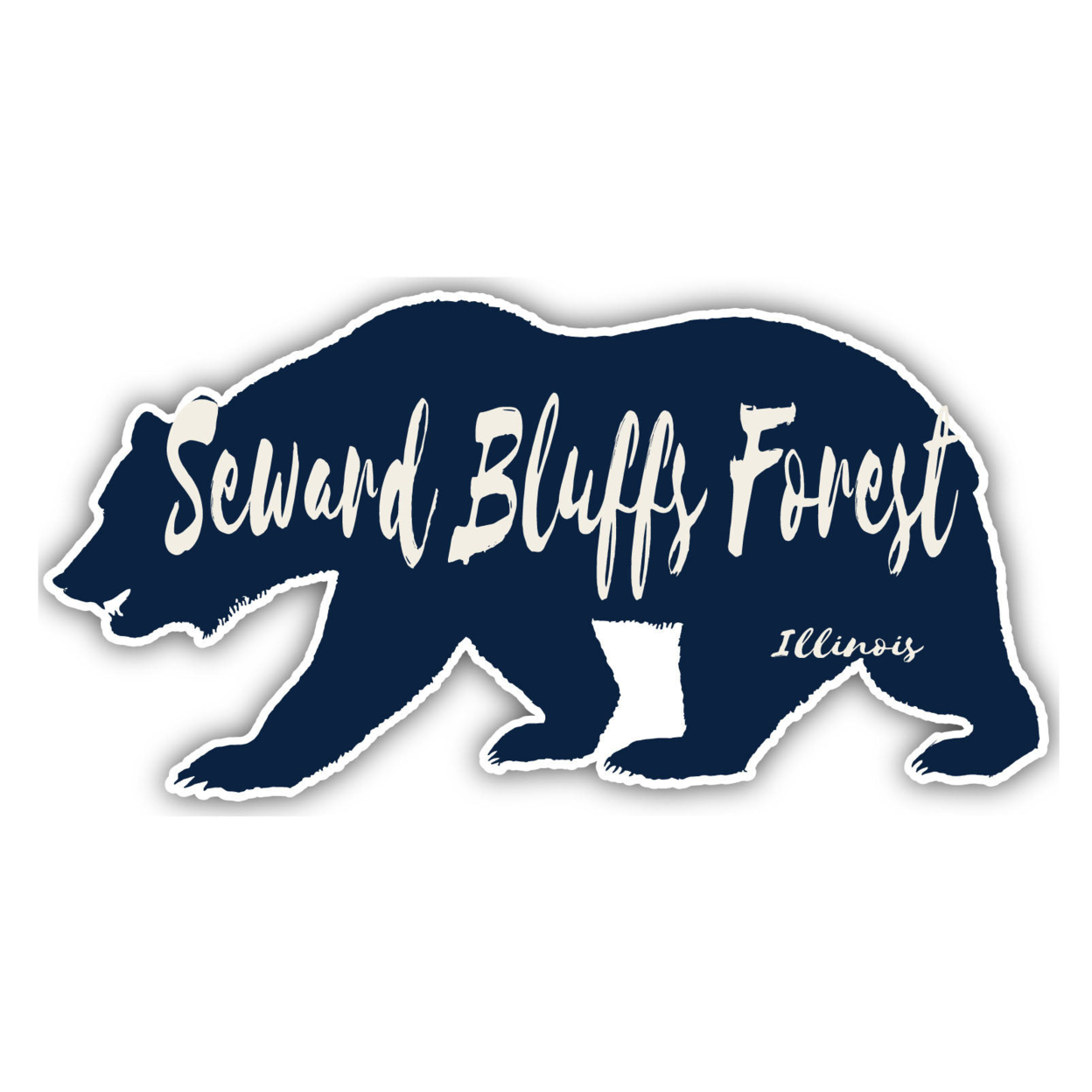 Seward Bluffs Forest Illinois Souvenir Decorative Stickers (Choose Theme And Size) - Single Unit, 4-Inch, Bear