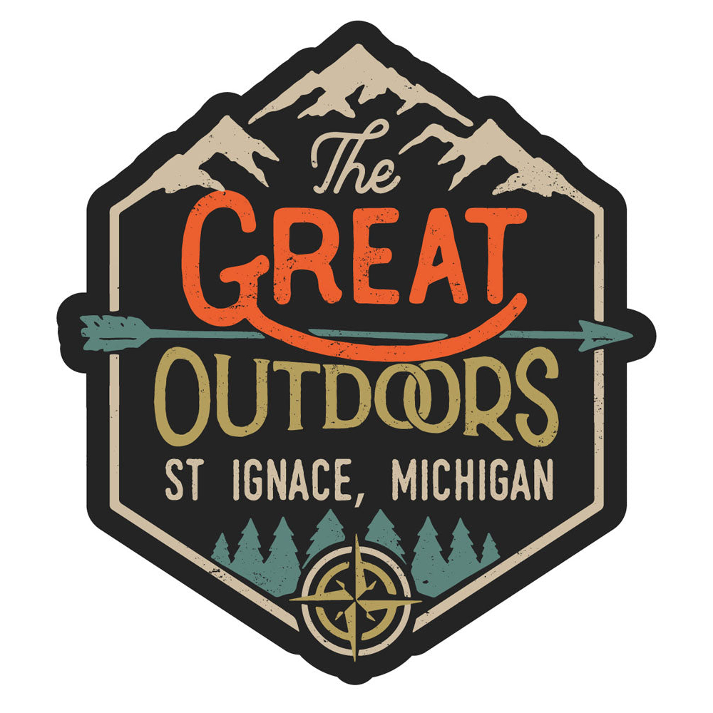 St Ignace Michigan Souvenir Decorative Stickers (Choose Theme And Size) - Single Unit, 2-Inch, Adventures Awaits