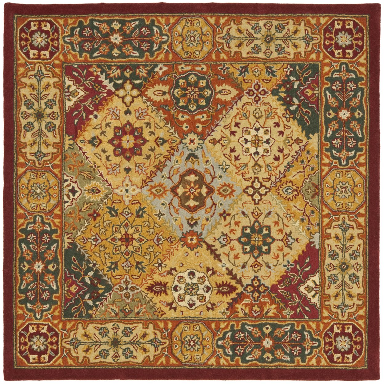 SAFAVIEH Heritage Collection HG512A Handmade Multi Rug - 6' Square
