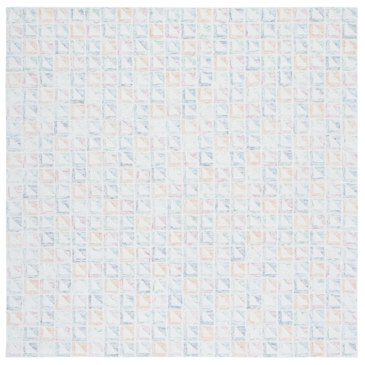 SAFAVIEH Rodeo Drive Collection RD102M Ivory / Blue Rug - 6' Square