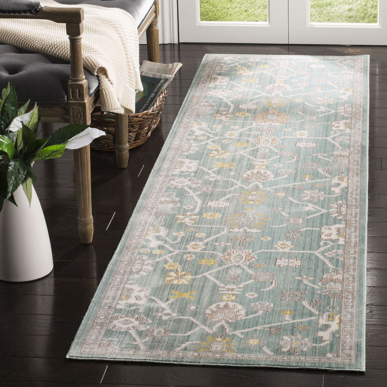 SAFAVIEH Valencia Collection VAL116S Steel Blue Rug - 2' 3 X 8'