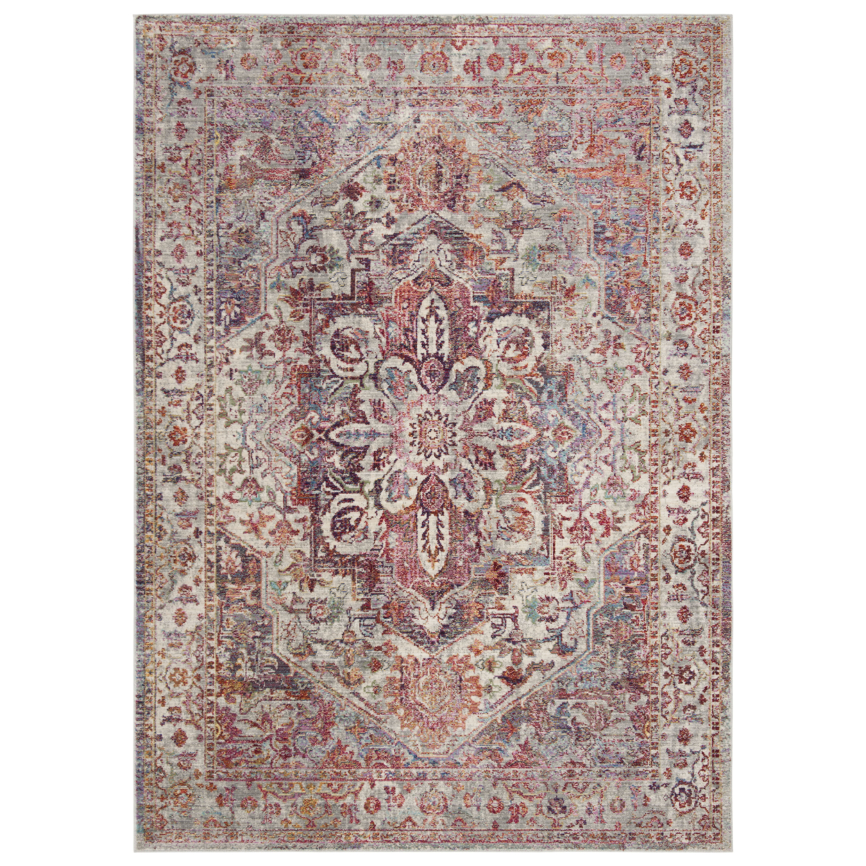 SAFAVIEH Valencia Collection VAL163S Ivory / Red Rug - 5' 1 X 7' 6