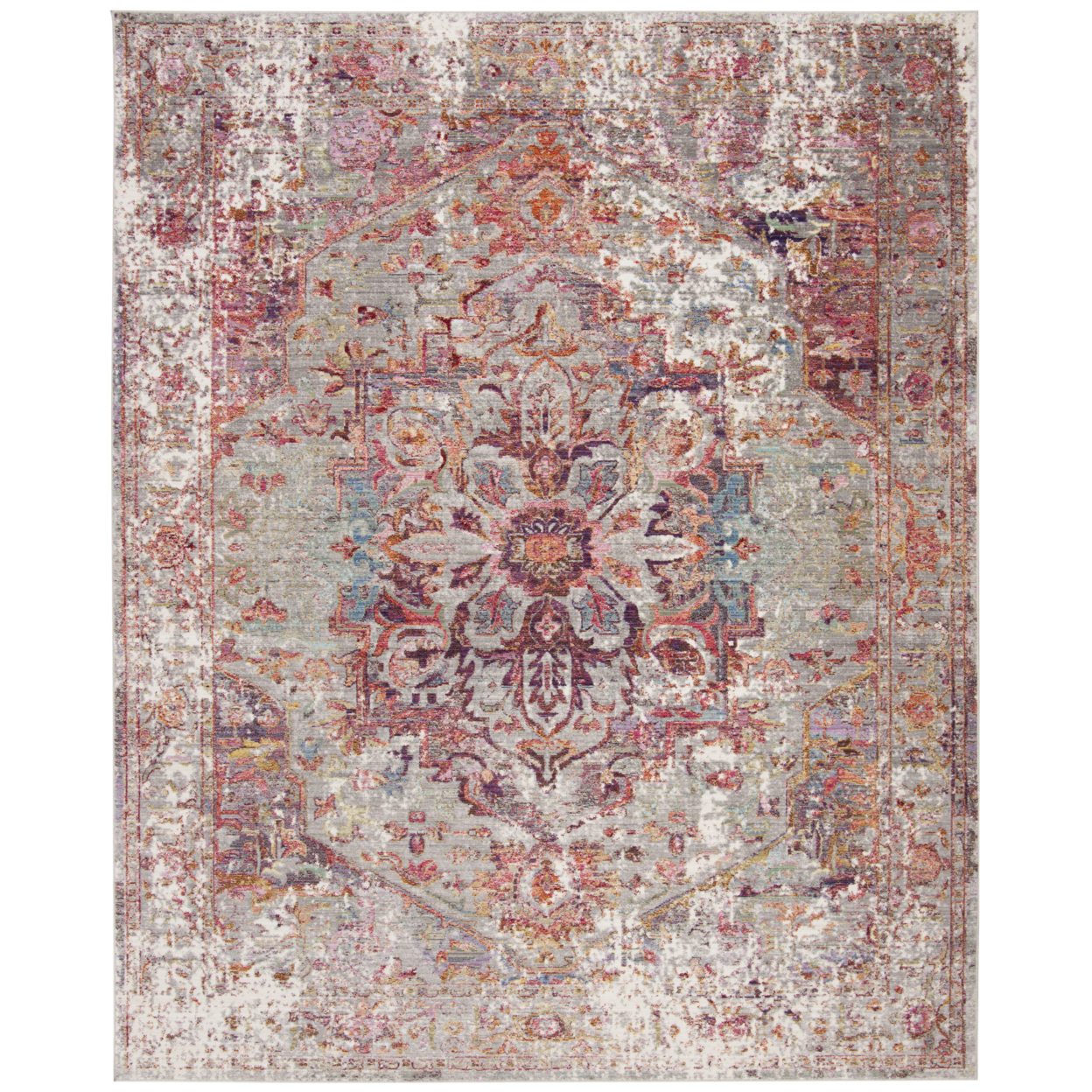 SAFAVIEH Valencia Collection VAL163Q Grey / Red Rug - 8' X 10'