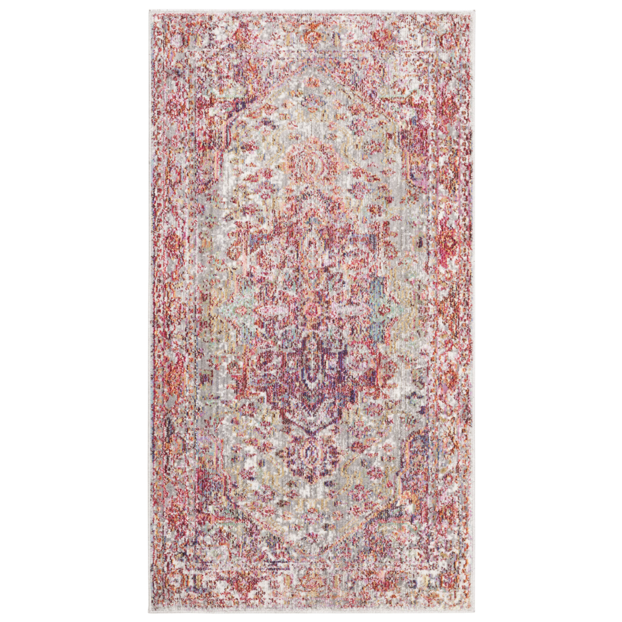 SAFAVIEH Valencia Collection VAL163Q Grey / Red Rug - 2' 3 X 4'