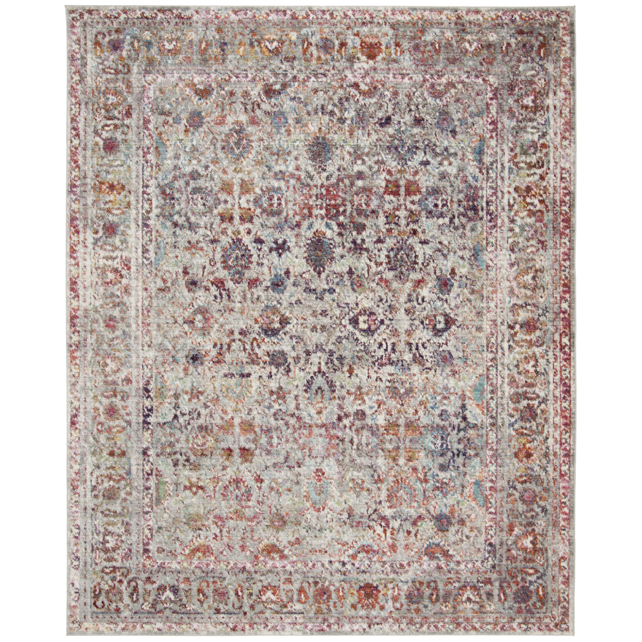 SAFAVIEH Valencia Collection VAL168Q Grey / Red Rug - 8' X 10'