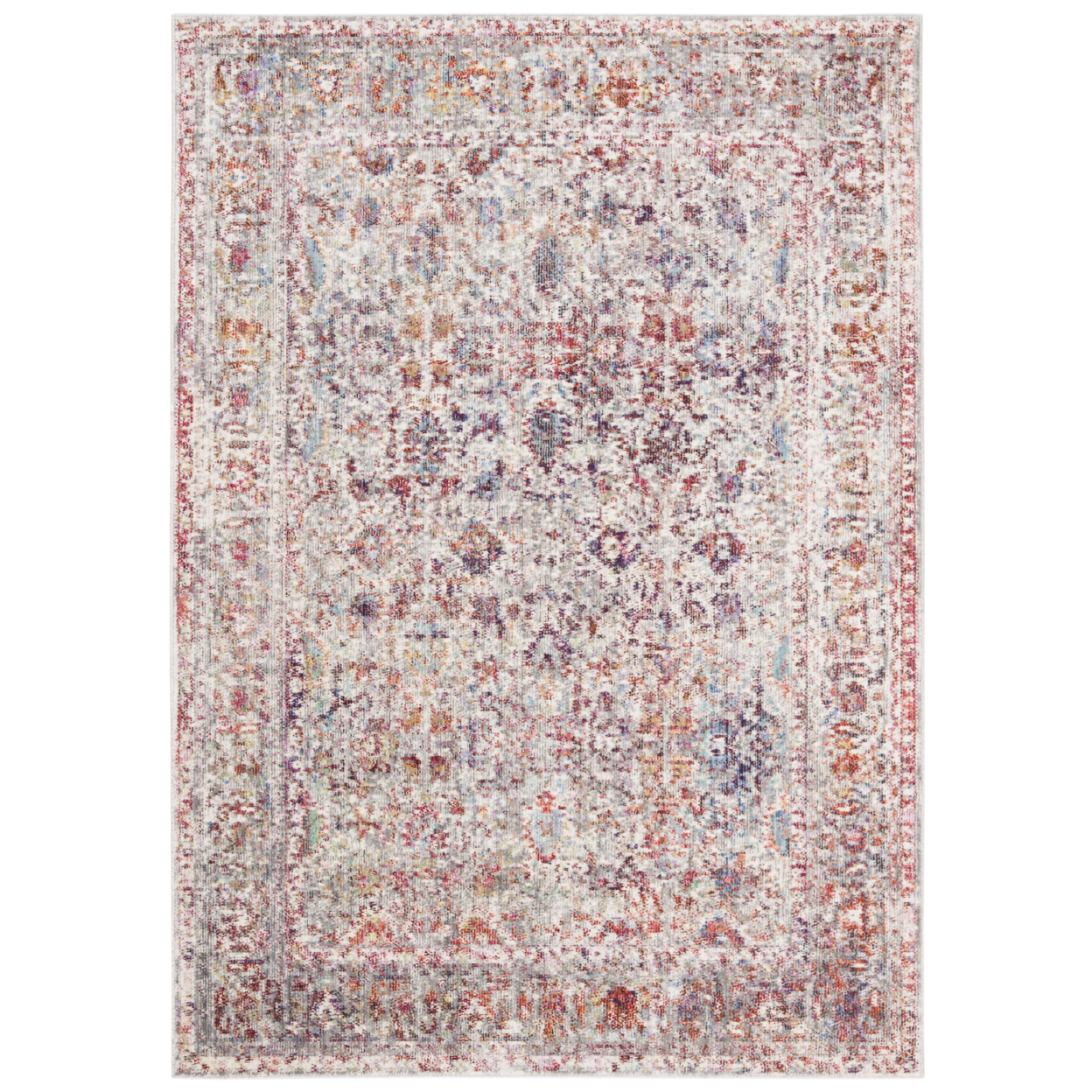SAFAVIEH Valencia Collection VAL168Q Grey / Red Rug - 4' X 5' 7