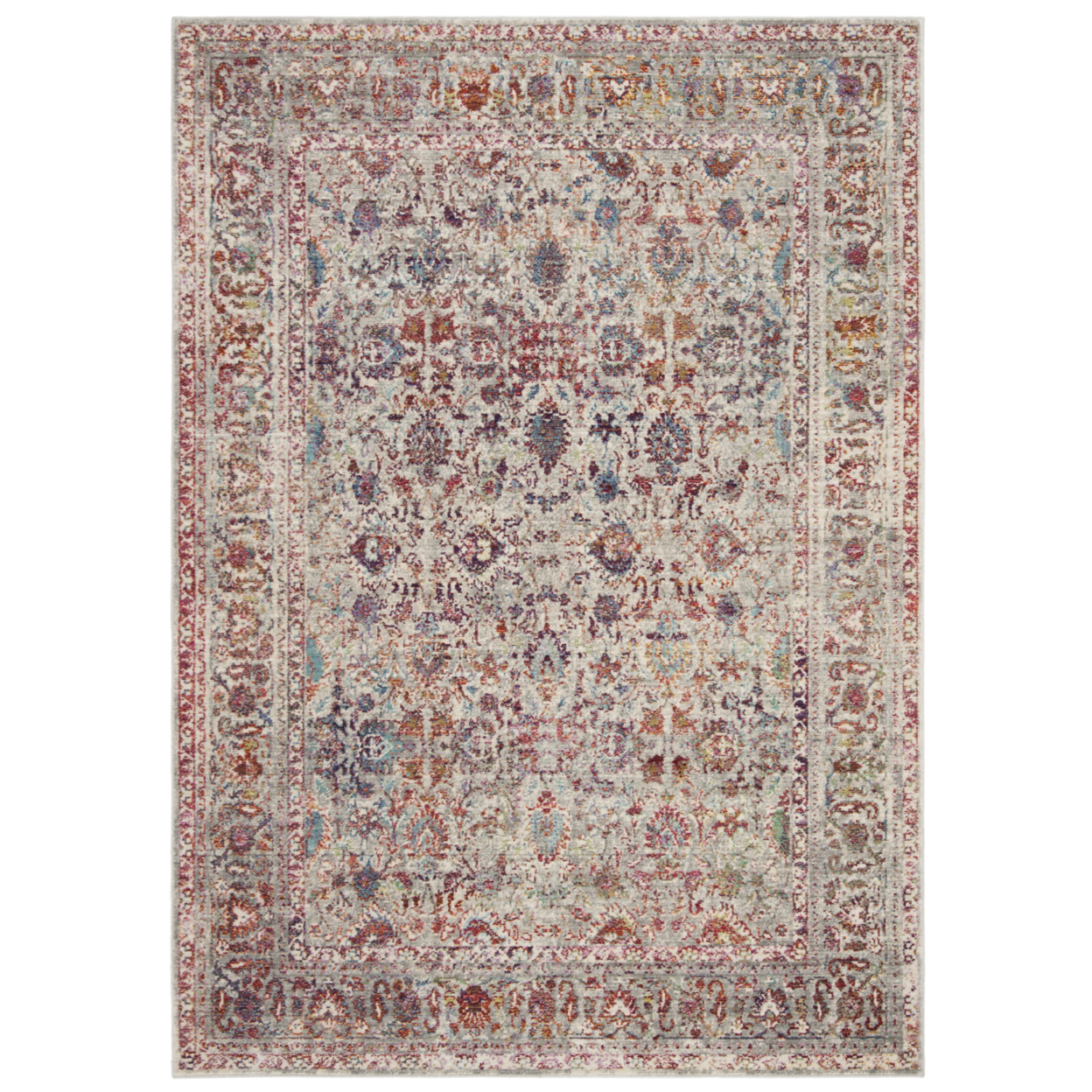 SAFAVIEH Valencia Collection VAL168Q Grey / Red Rug - 5' 1 X 7' 6