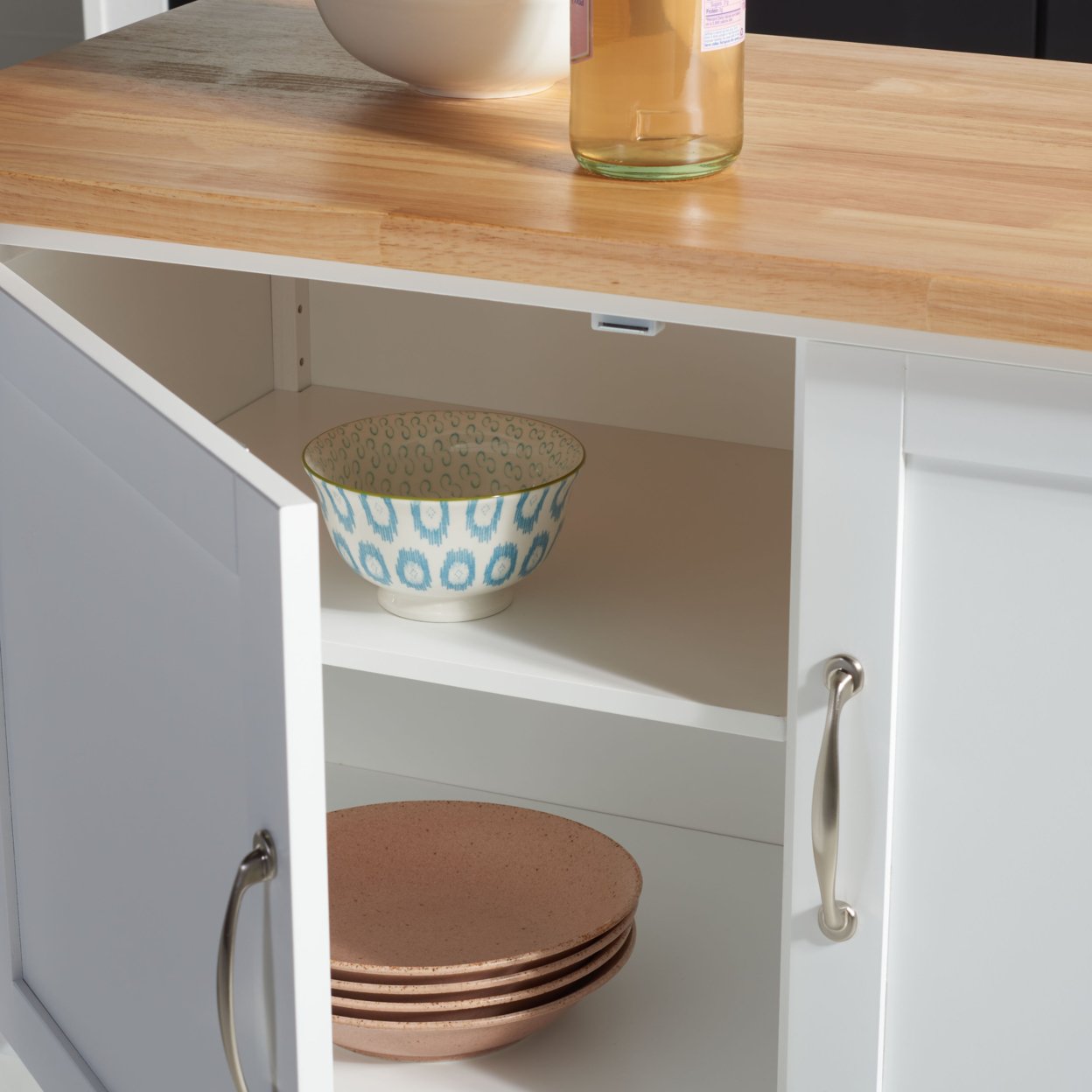 SAFAVIEH Kesler 2-Door 1 Shelf Kitchen Cart White / Natural