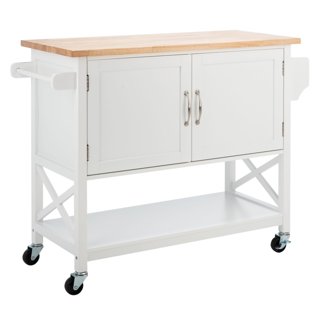 SAFAVIEH Kesler 2-Door 1 Shelf Kitchen Cart White / Natural