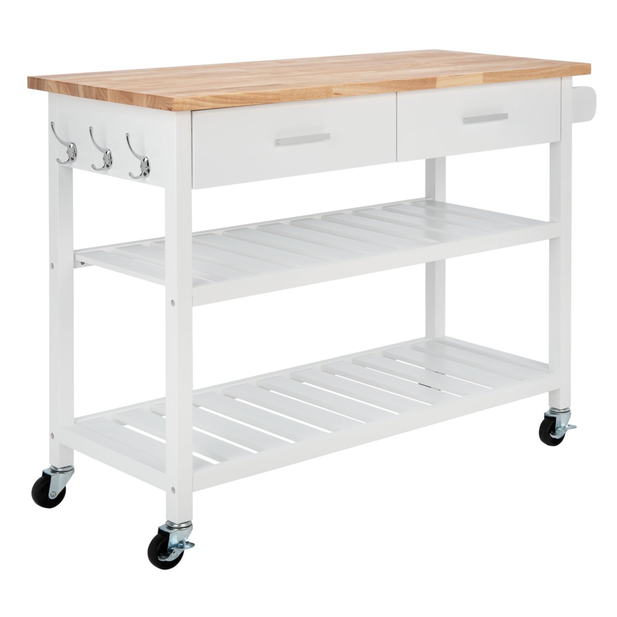 SAFAVIEH Kiko 2-Drawer 2-Shelf Kitchen Cart White / Natural