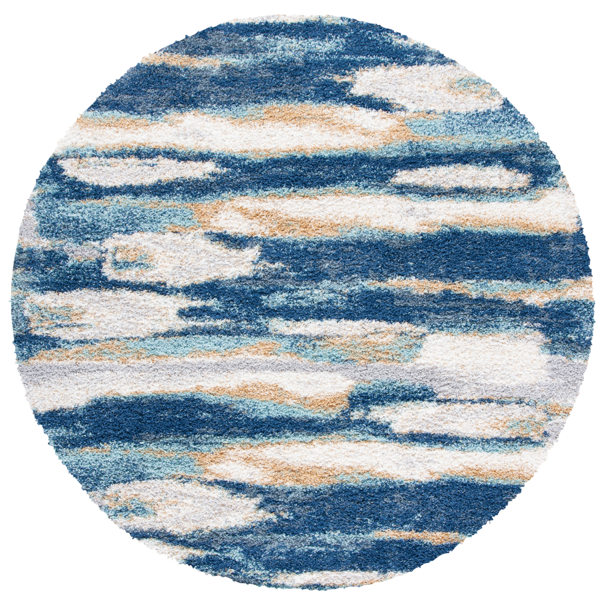SAFAVIEH Calista Collection CAL108M Blue / Ivory Rug - 6' 7 Round