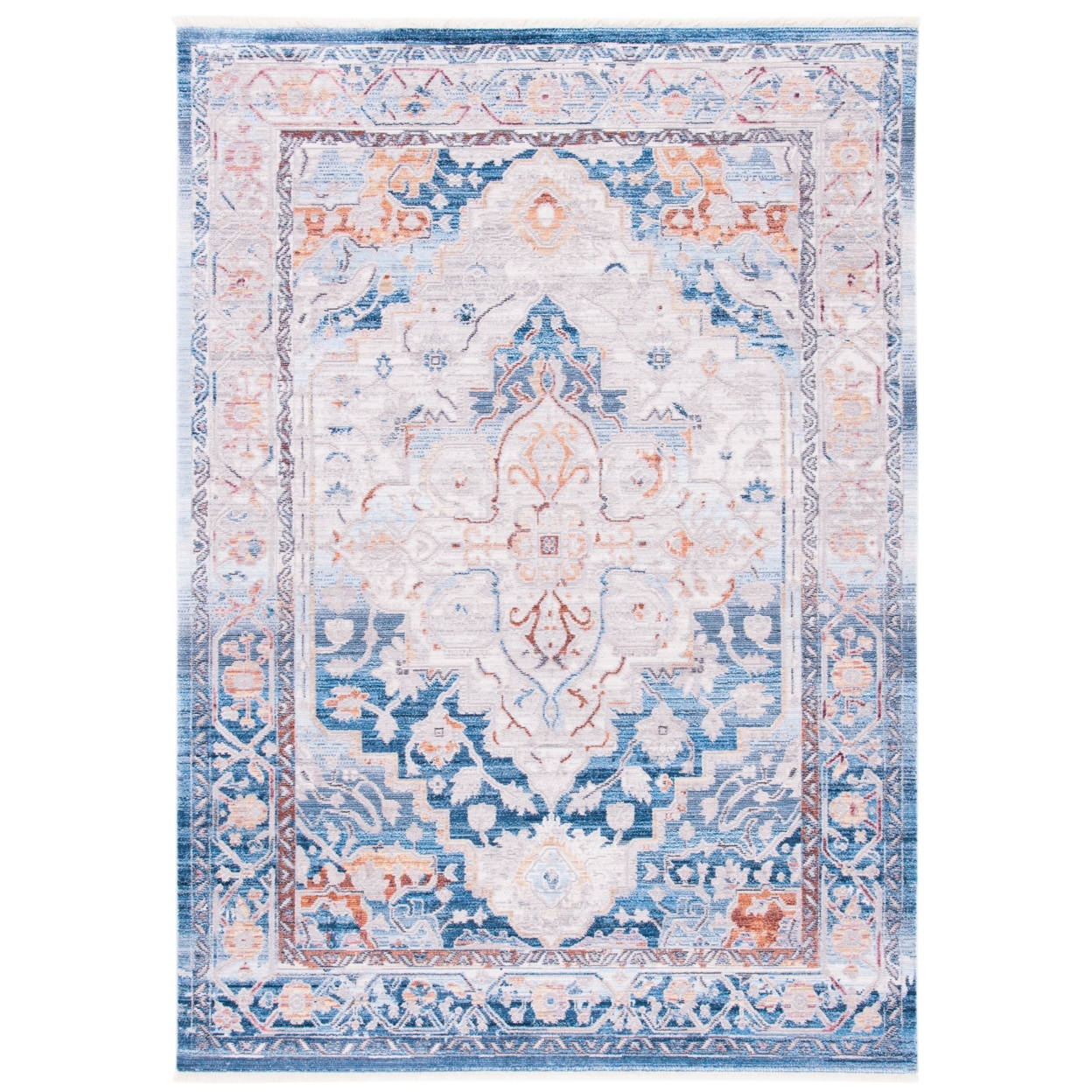 SAFAVIEH Valencia Collection VAL490M Blue / Gold Rug - 2' X 8'