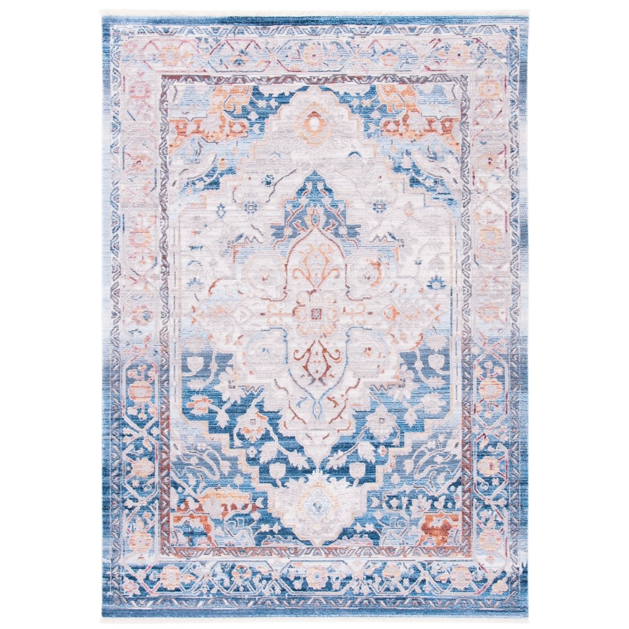 SAFAVIEH Valencia Collection VAL490M Blue / Gold Rug - 6' 10 Round
