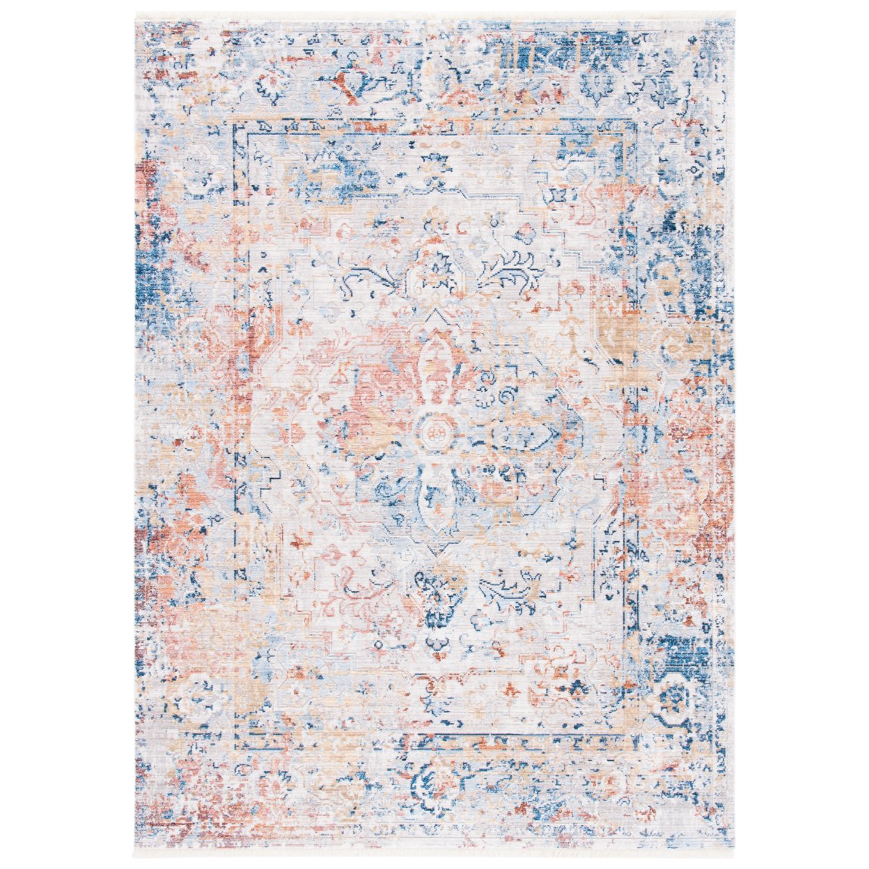 SAFAVIEH Valencia Collection VAL483M Blue / Gold Rug - 2' X 8'