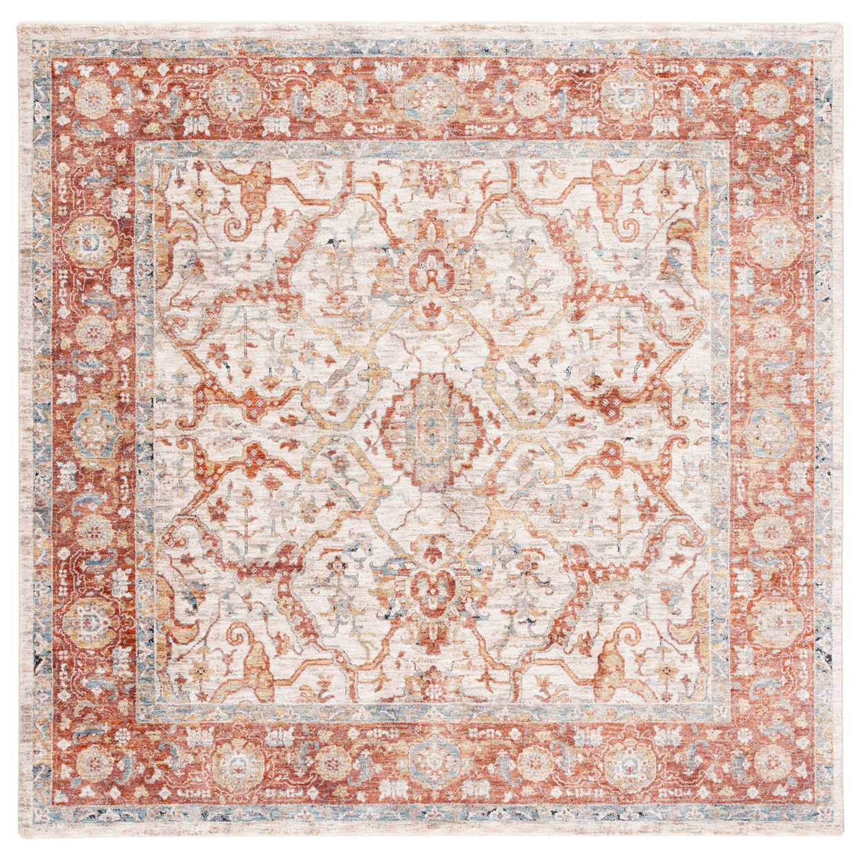 SAFAVIEH Valencia Collection VAL566B Ivory / Rust Rug - 6' 4 Square