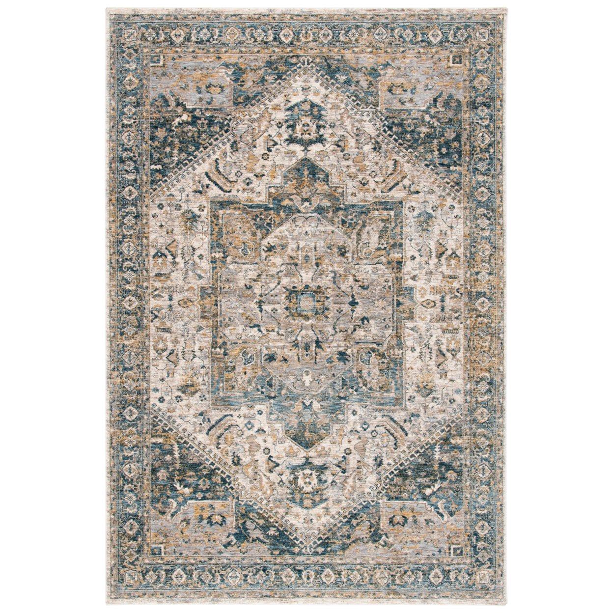 SAFAVIEH Valencia Collection VAL568A Ivory / Blue Rug - 4' 0 X 6' 2