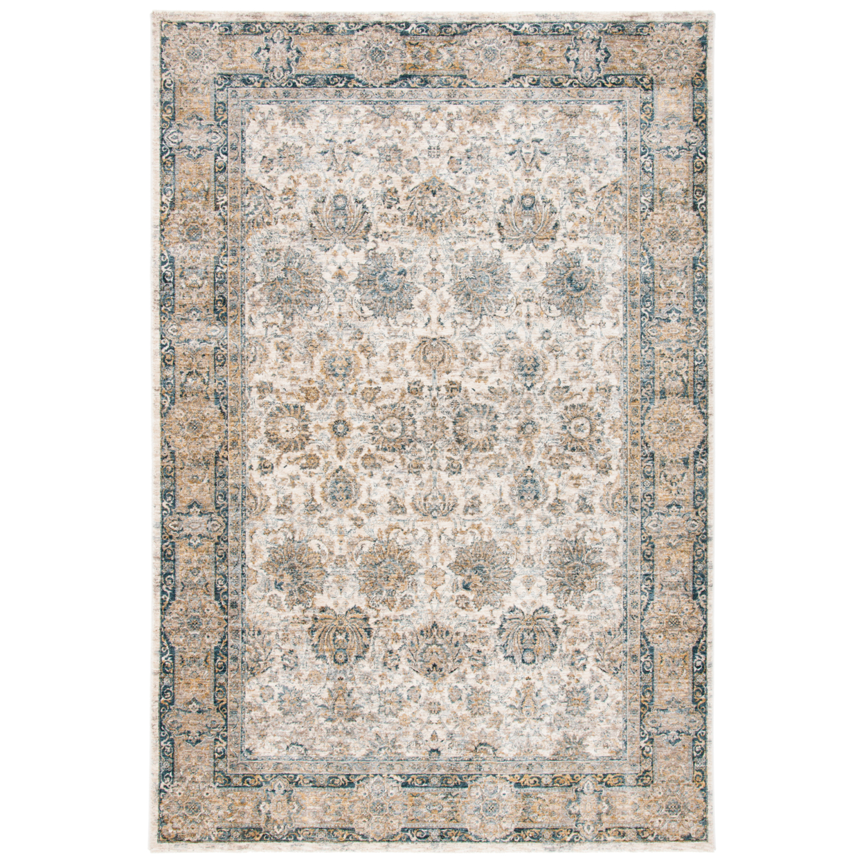 SAFAVIEH Valencia Collection VAL570A Ivory / Blue Rug - 5' X 8'