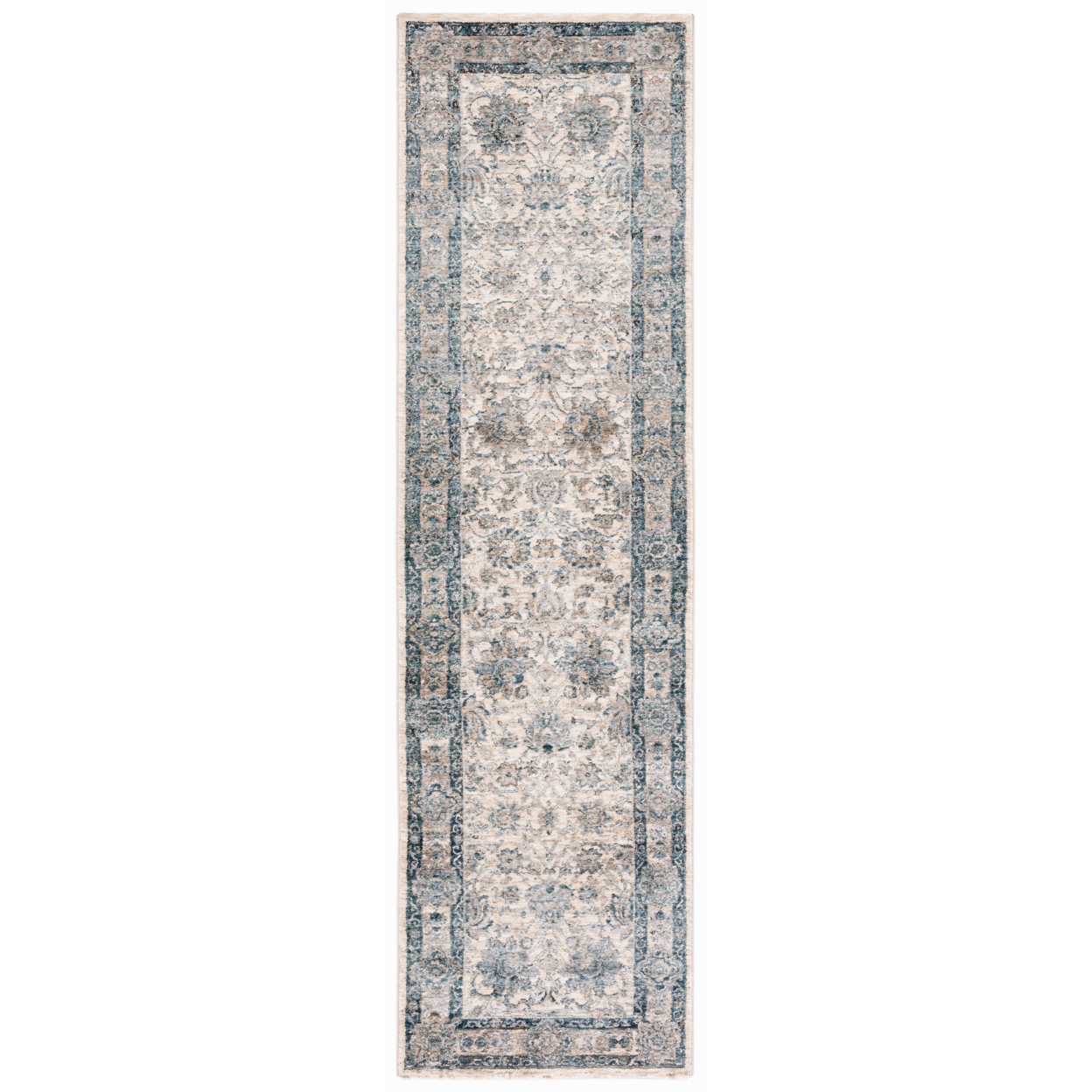 SAFAVIEH Valencia Collection VAL570A Ivory / Blue Rug - 2' X 8'
