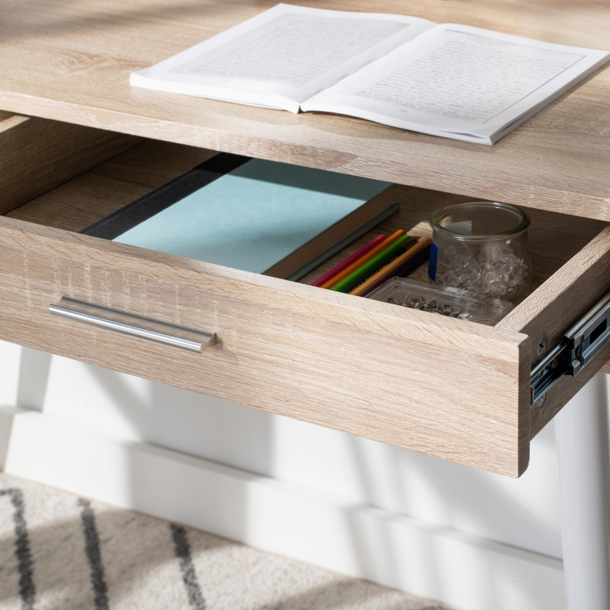 SAFAVIEH Jorja 1-Drawer 1 Shelf Desk Natural / White