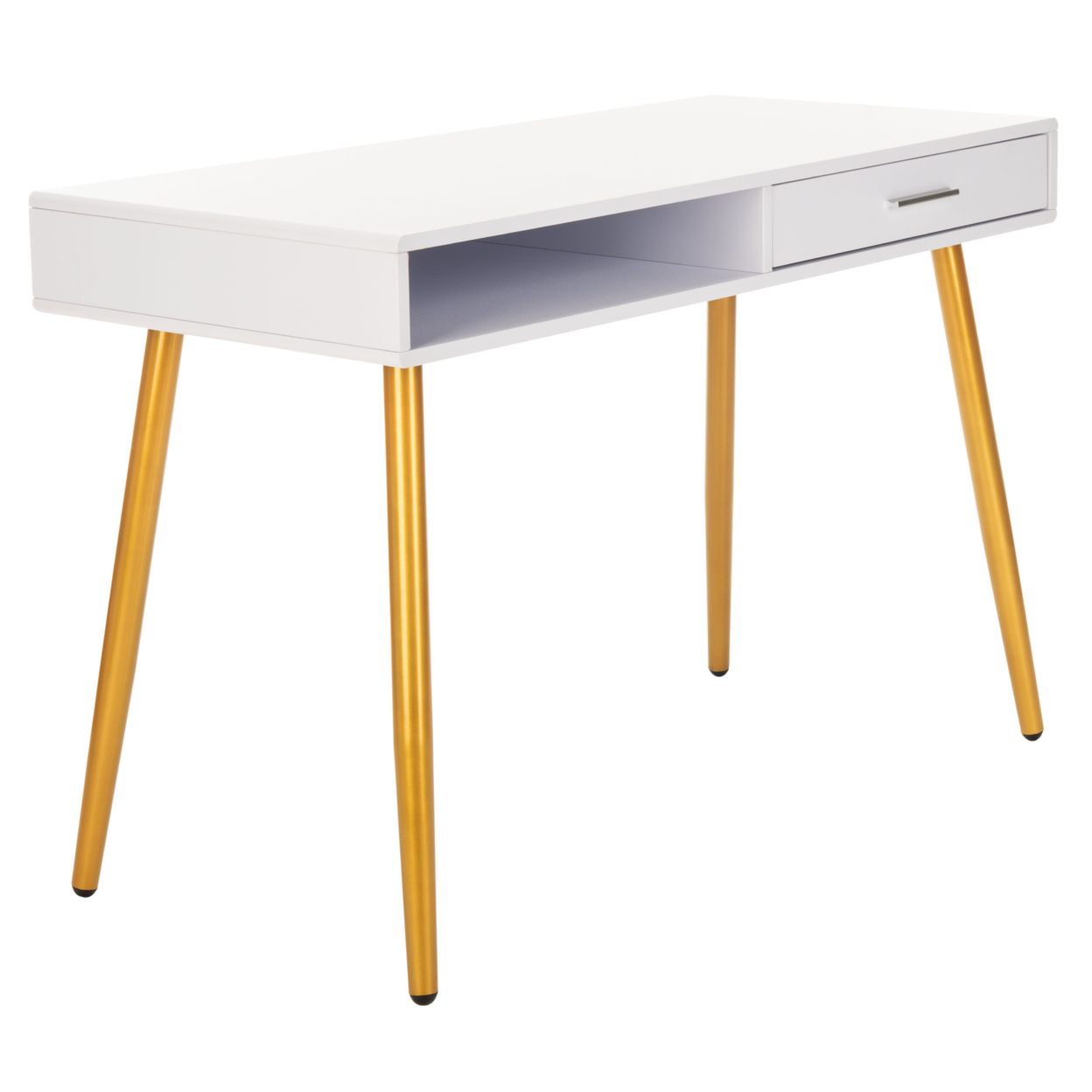 SAFAVIEH Jorja 1-Drawer 1 Shelf Desk White / Gold