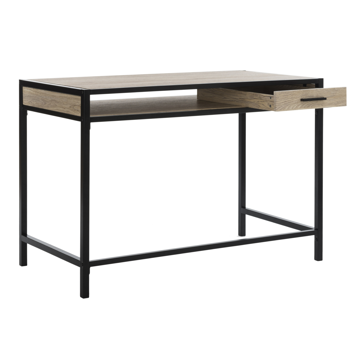 SAFAVIEH Alan 1 Shelf Desk With Drawer Rustic Brown / Black