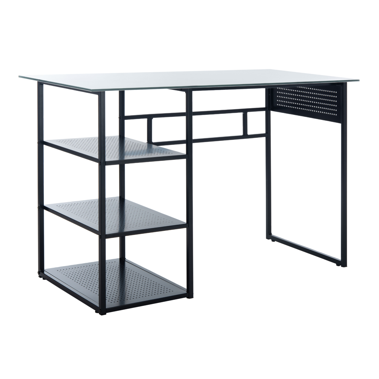 SAFAVIEH Xyla 3-Shelf Glass Top Desk White / Black