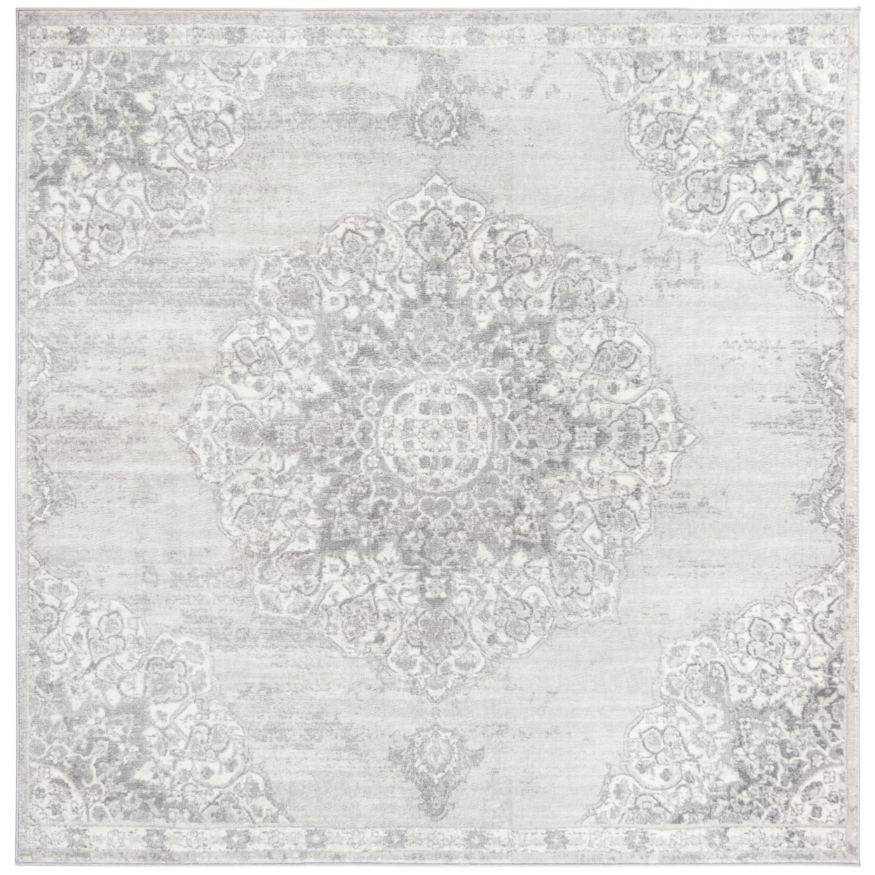 SAFAVIEH Brentwood Collection BNT802F Grey / Ivory Rug - 6'-7 X 6'-7 Square