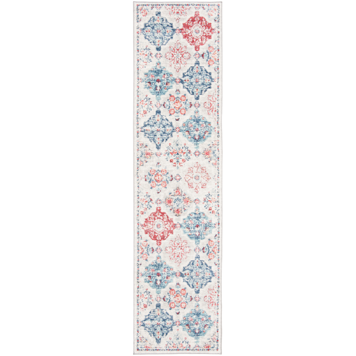 SAFAVIEH Brentwood Collection BNT815A Cream / Blue Rug - 2' X 8'