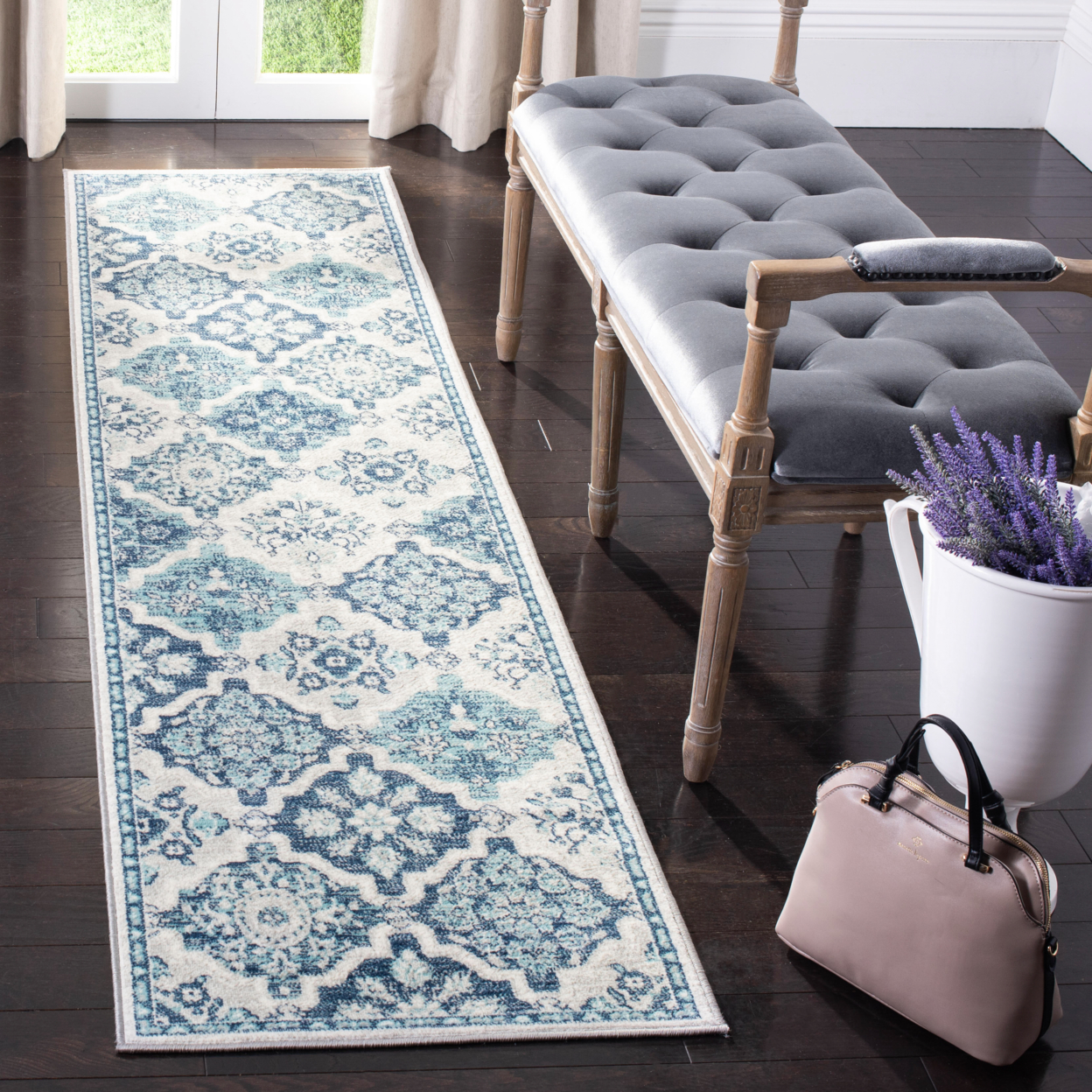 SAFAVIEH Brentwood Collection BNT815M Navy / Grey Rug - 9' X 12'