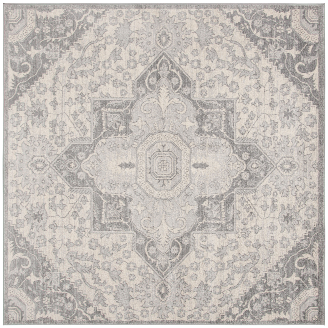 SAFAVIEH Brentwood Collection BNT816B Grey / Cream Rug - 6'-7 X 6'-7 Square