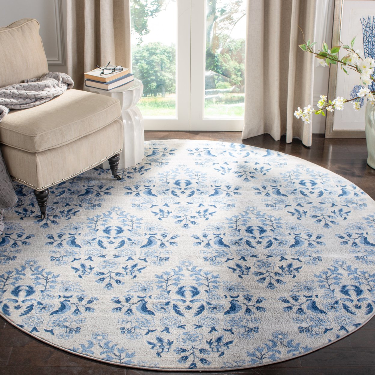 SAFAVIEH Brentwood Collection BNT856D Cream / Blue Rug - 2' X 8'