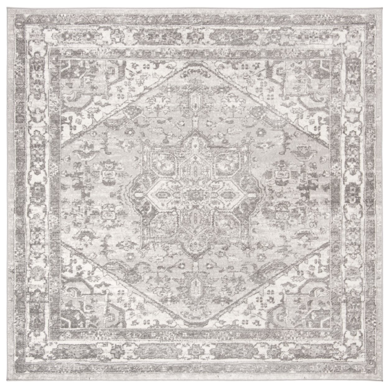 SAFAVIEH Brentwood Collection BNT852B Cream / Grey Rug - 5' X 5' Square