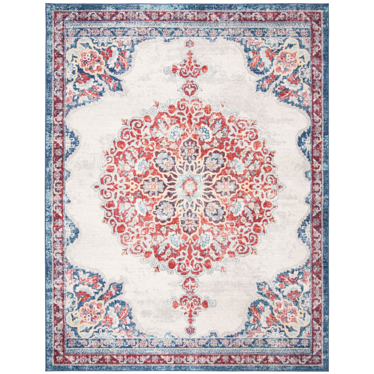 SAFAVIEH Brentwood Collection BNT867A Ivory / Red Rug - 8' X 10'