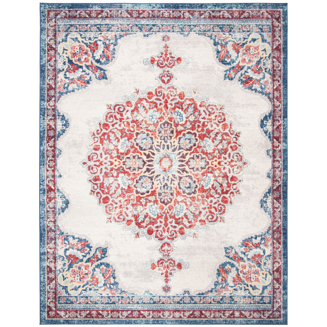 SAFAVIEH Brentwood Collection BNT867A Ivory / Red Rug - 9' X 12'