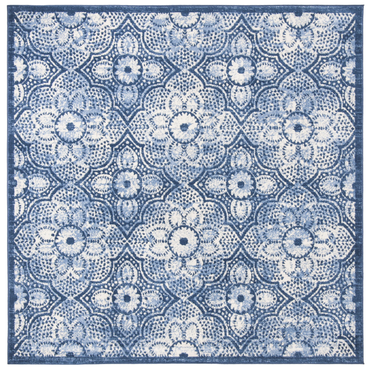 SAFAVIEH Brentwood Collection BNT862N Navy / Creme Rug - 6'-7 X 6'-7 Square