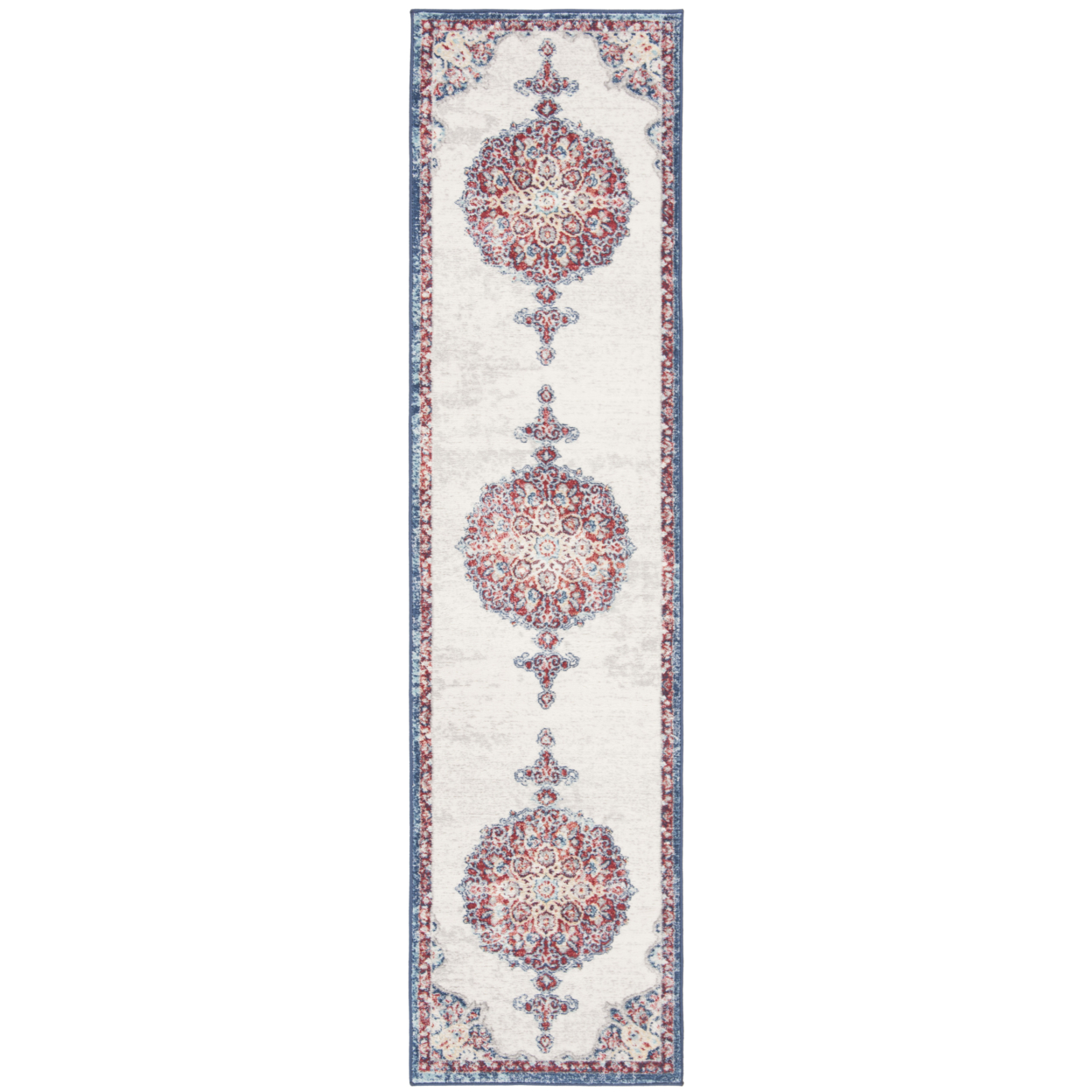 SAFAVIEH Brentwood Collection BNT867A Ivory / Red Rug - 2' X 8'