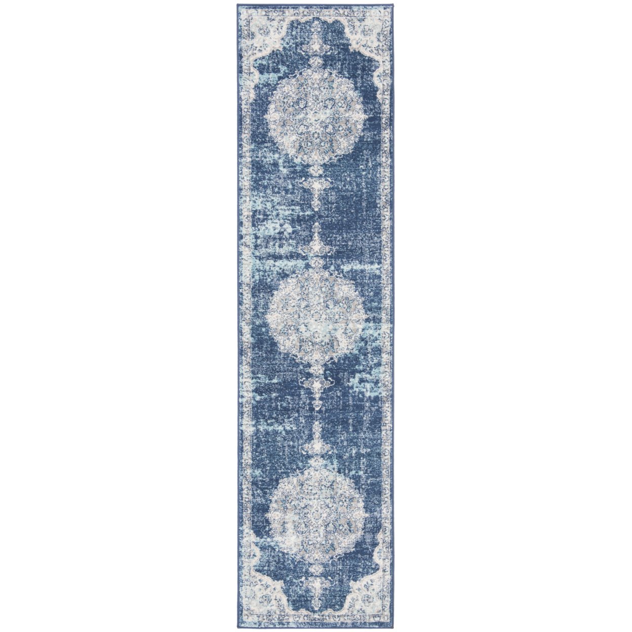 SAFAVIEH Brentwood Collection BNT867N Navy / Ivory Rug - 2' X 10'