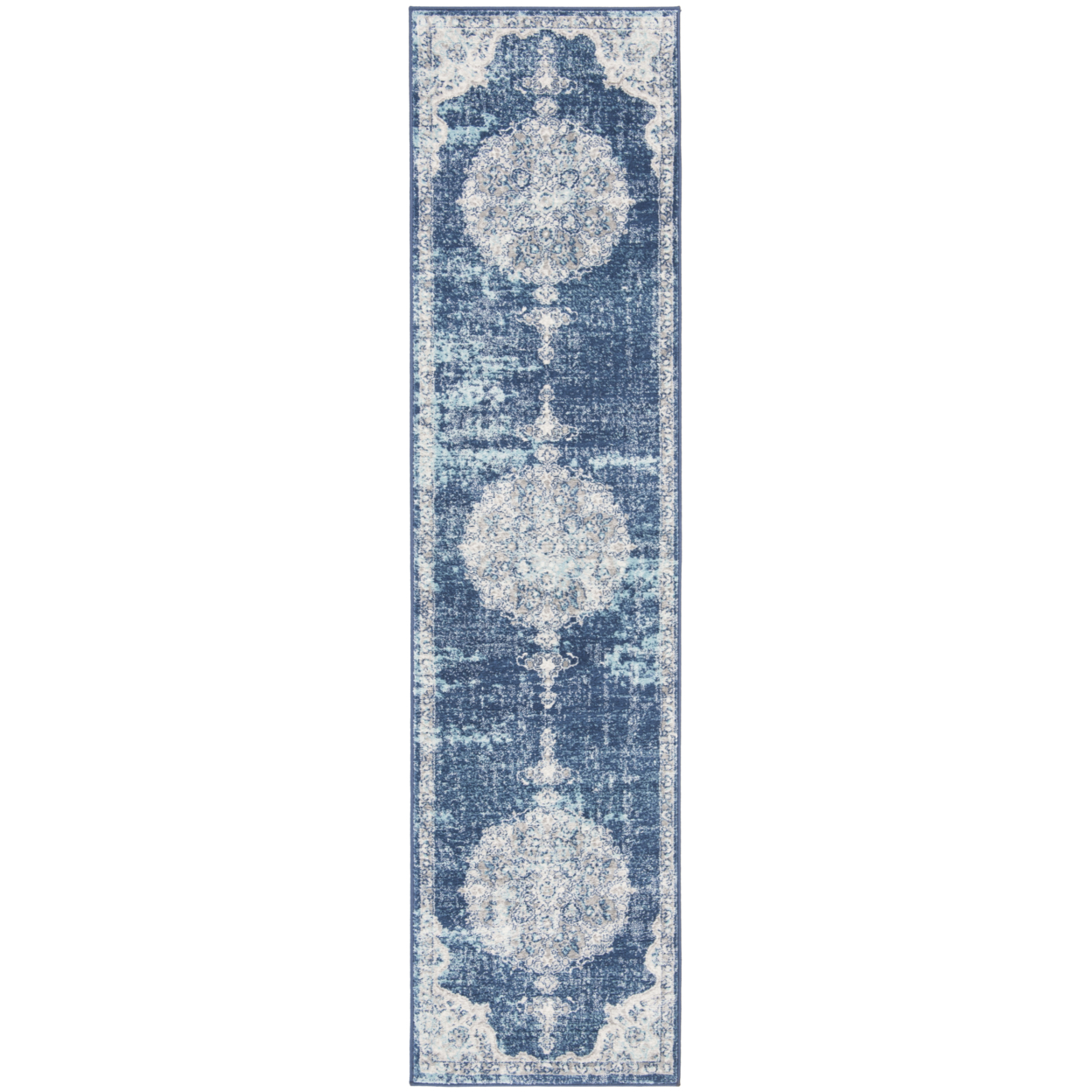 SAFAVIEH Brentwood Collection BNT867N Navy / Ivory Rug - 2' X 8'