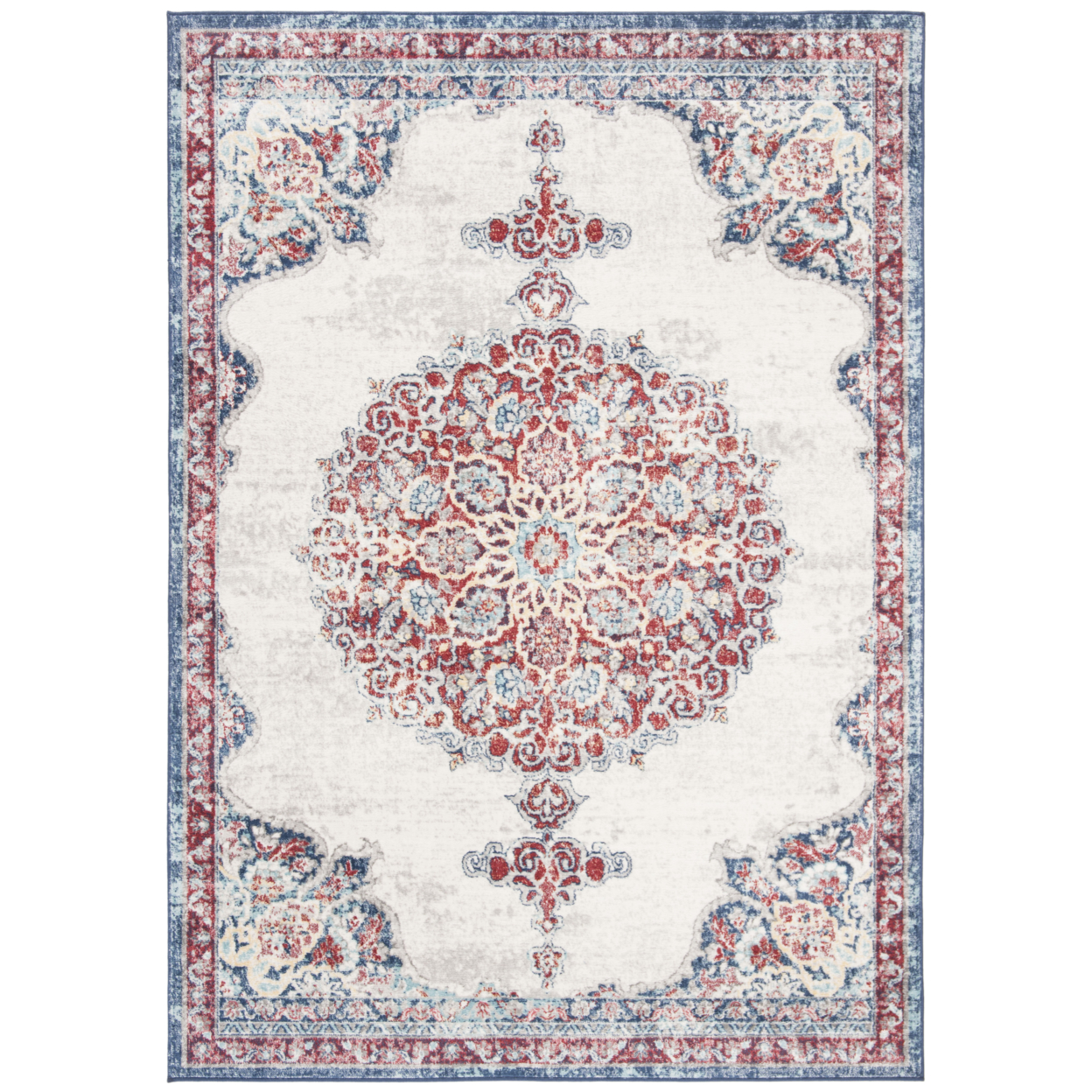 SAFAVIEH Brentwood Collection BNT867A Ivory / Red Rug - 5'-3 X 7'-6