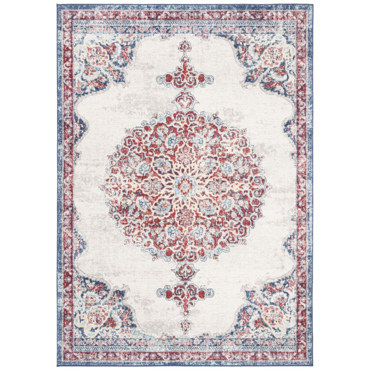 SAFAVIEH Brentwood Collection BNT867A Ivory / Red Rug - 6' X 9'