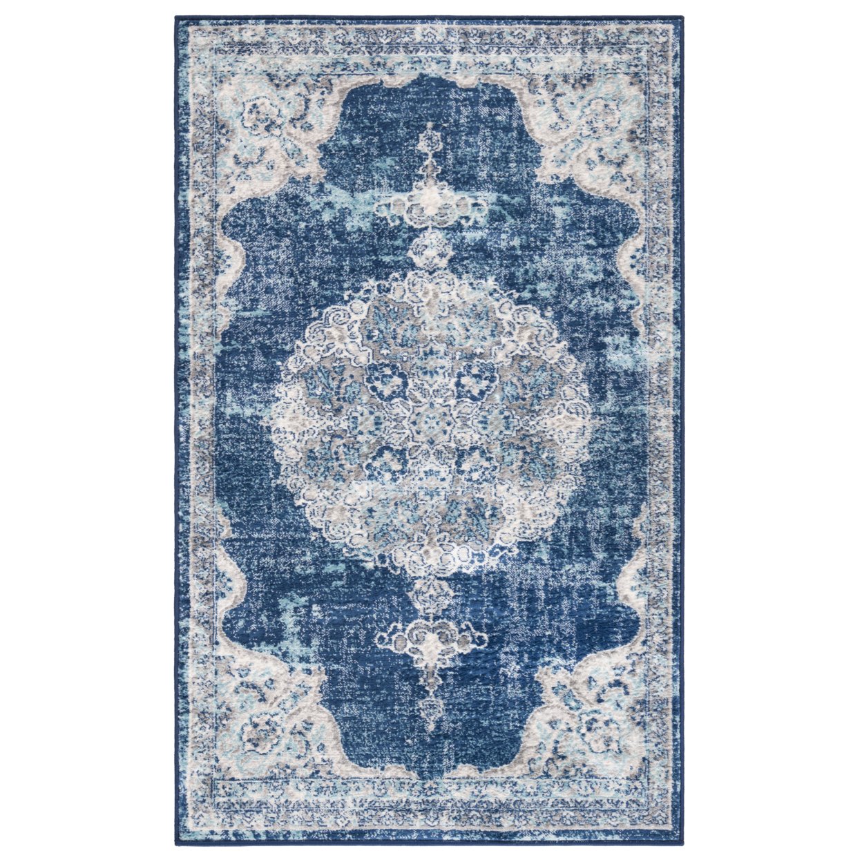 SAFAVIEH Brentwood Collection BNT867N Navy / Ivory Rug - 2' X 12'