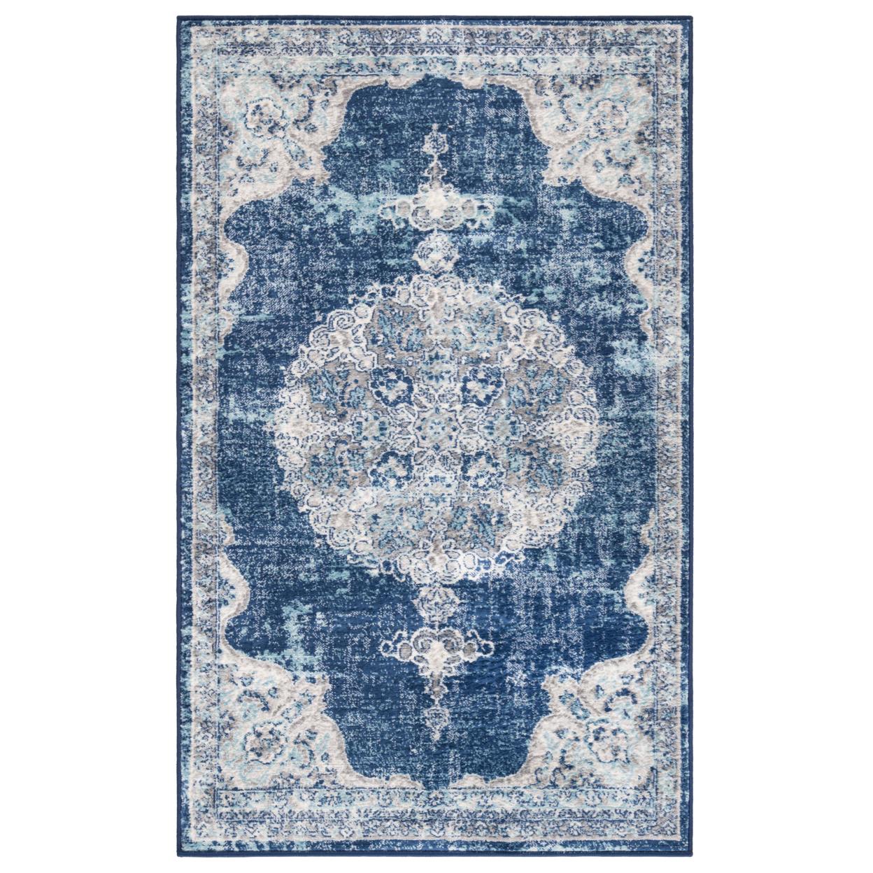 SAFAVIEH Brentwood Collection BNT867N Navy / Ivory Rug - 3' X 5'